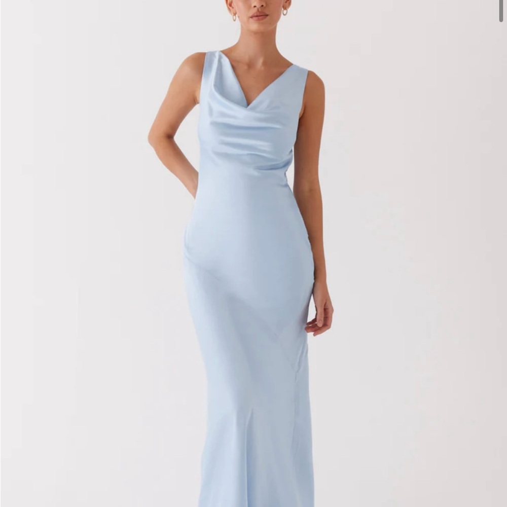 Blue satin dress from peppermayo